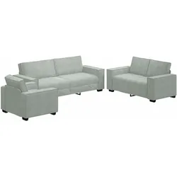 vidaXL, Sofa + Bettsofa, 3-teiliges Sofaset mit Kissen in hellgrauem Samt (2-Sitzer, 3-Sitzer)