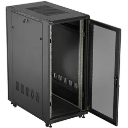 Lanberg SZAFA INSTALACYJNA RACK STOJĄCA 19" 27U 600X1000 CZARNA DRZWI PERFOROWANE (FLAT PACK) (27 HE, 19 Zoll Rack), Serverschrank, Schwarz