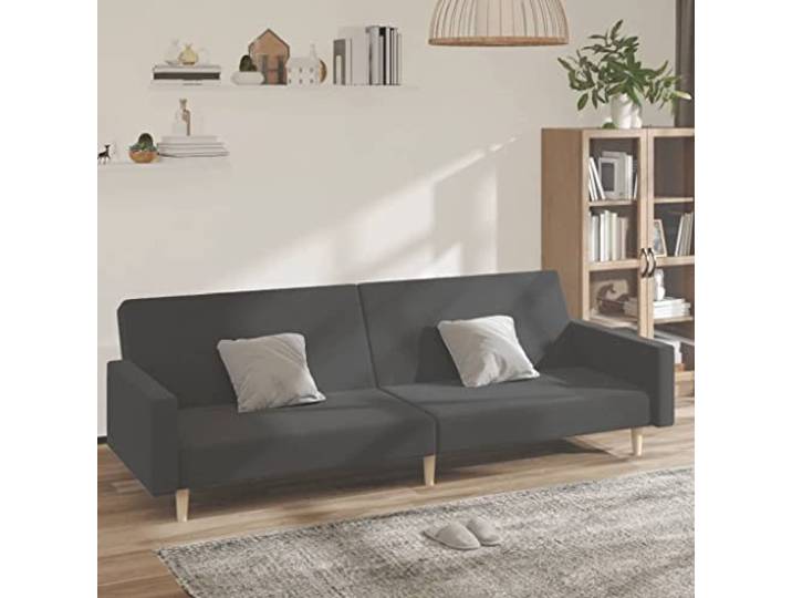 HEFZGDB Schlafsofa 2-Sitzer Dunkelgrau Stoff Bettcouch Gästebett Sofabett Wohnzimmer Sitzmöbel Klappfunktion Komfort Sitzgelegenheit Schlaffunktion Holzrahmen Stabilität