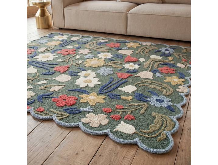Wollteppich mit mehrfarbigem Blumenmuster, 160 x 230 cm