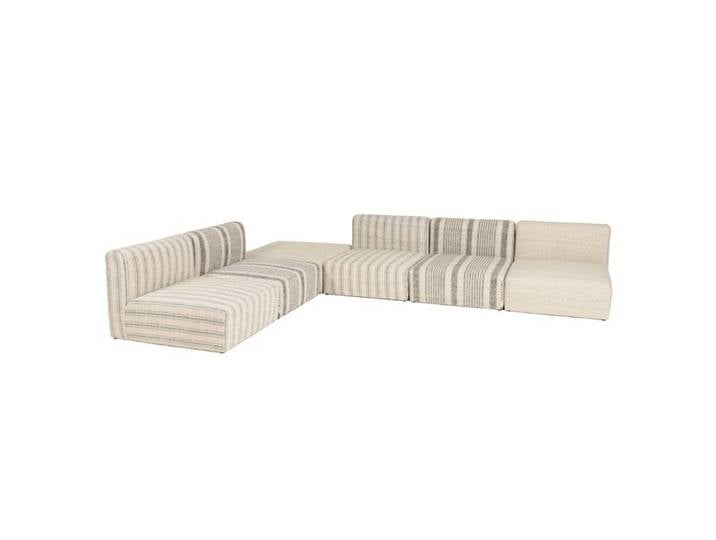 MACABANE GLORIA - Canapé modulable 6 pièces en coton gris et beige GLORIA (6 COLIS)