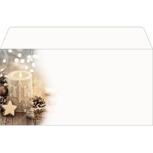 Sigel Weihnachtsumschläge DU450, DIN lang, Beige Christmas Candle, ohne Fenster, 25 Stück