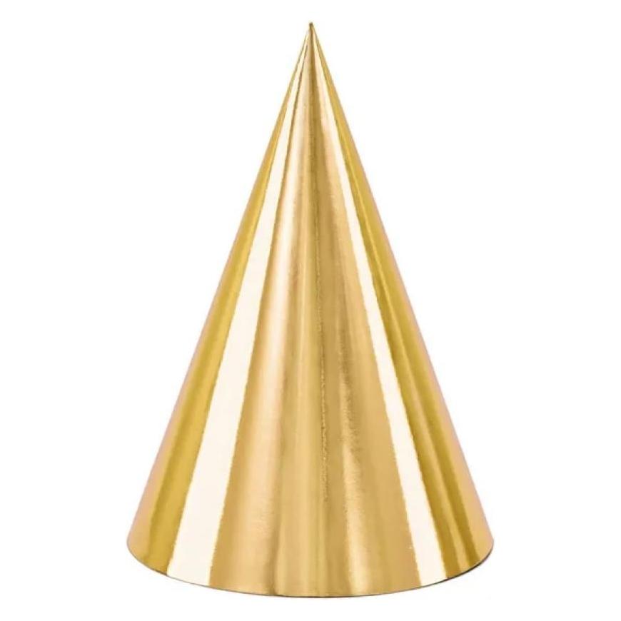 Partydeco Party hats, gold, 16cm (1 pkt / 6 pc.) (6 Stk.) (42299-UNIW)