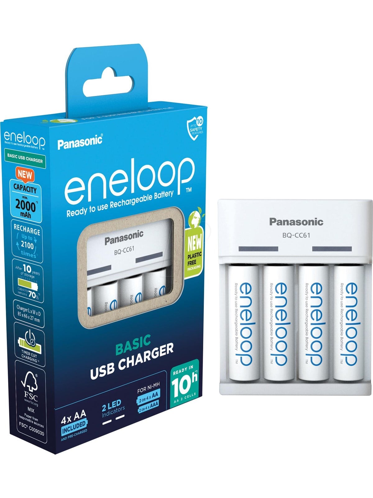 Panasonic eneloop Basic BQ-CC61 battery charger - 4 x AA type - NiMH