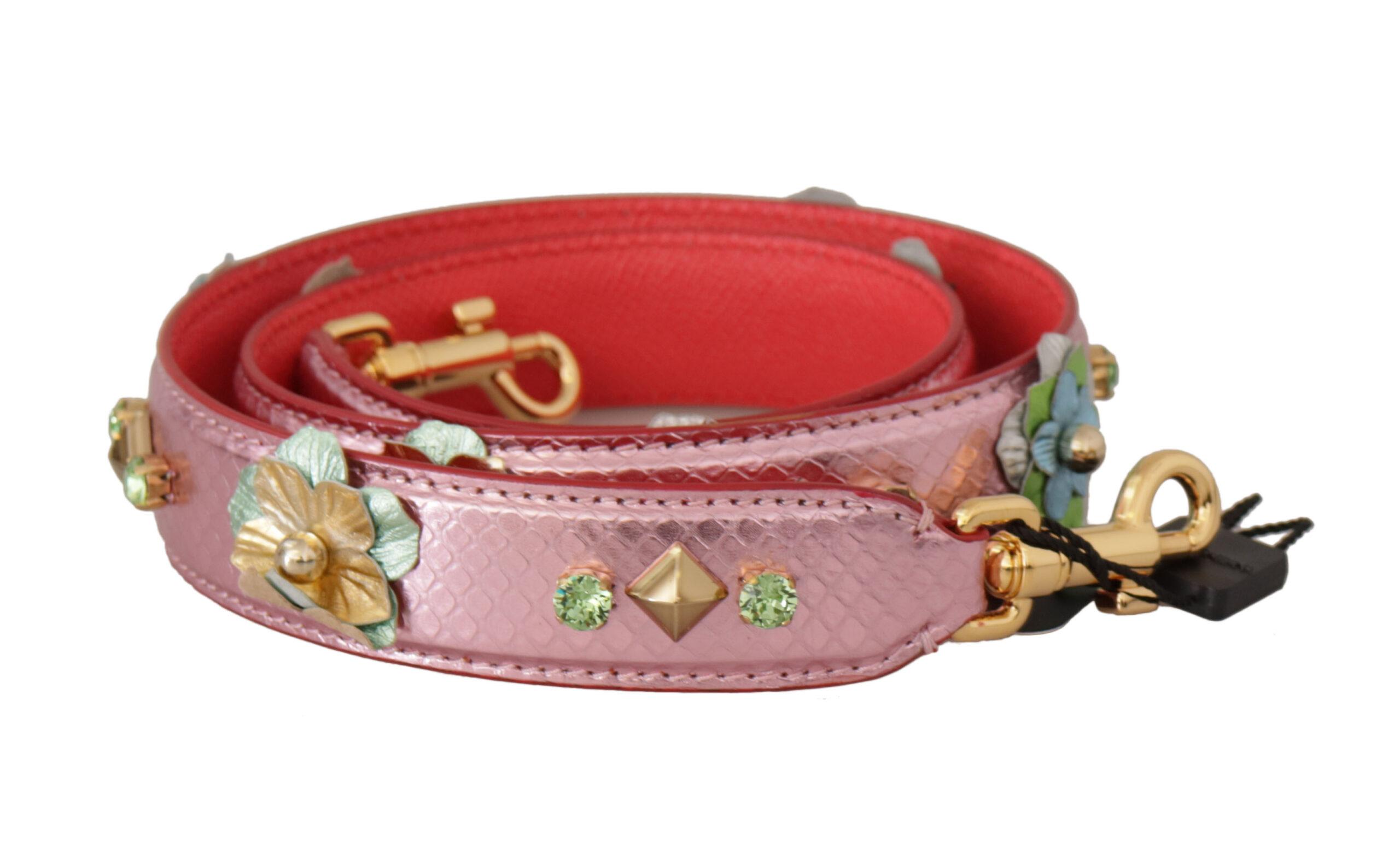 Dolce & Gabbana Elegante Metallic Roze Leren Schouderriem voor Dames