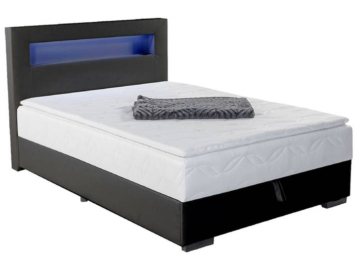 Kastenbett CRUSH schwarz 140x200cm halbfest
