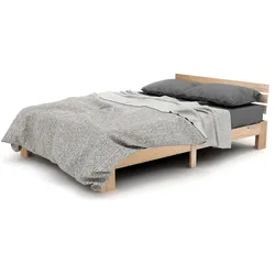 Holzbett 140x200 cm aus massiver Fichte – Rustikales Design mit natürlicher Optik, Hohe Stabilität und Stauraum unter dem Bett