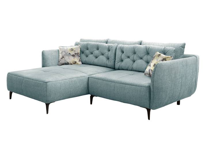 Ecksofa blau Veloursbezug 251 x 186 cm - SALO