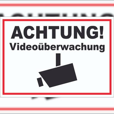 HB-Druck Achtung Videoüberwachung Kameraüberwachung Aufkleber A4 (210x297mm)
