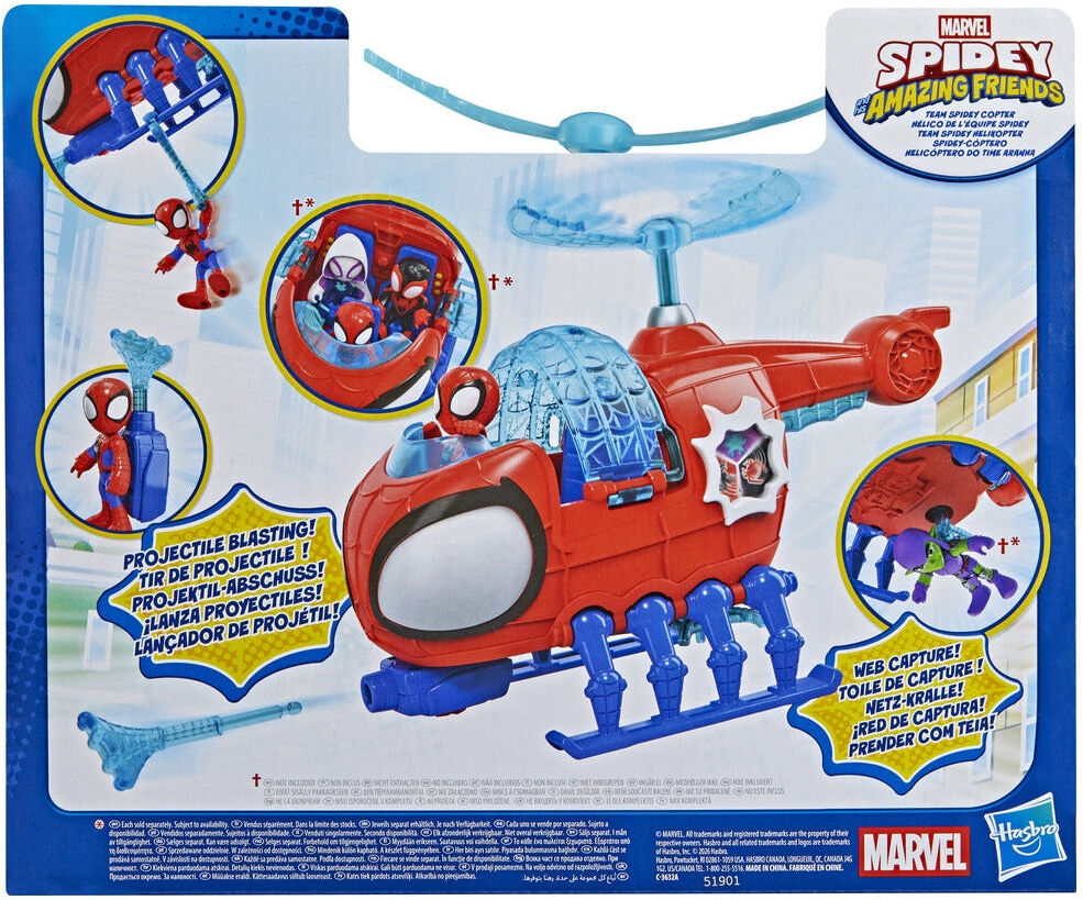 Marvel Spidey and His Amazing Friends Team Spidey Copter with Spidey Figure - Hasbro Playset for Kids - Ages 3 and Up