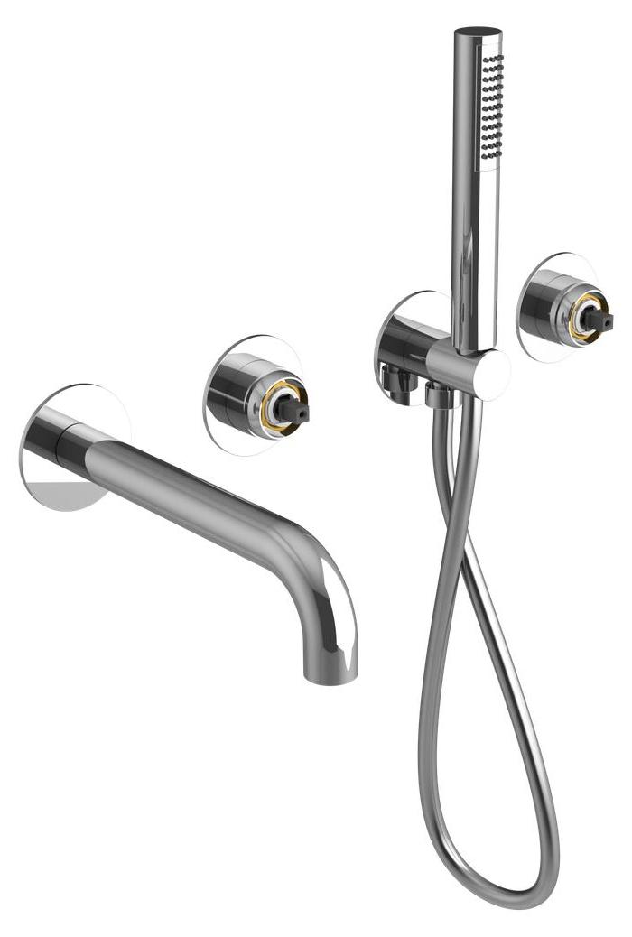 Sapho ULTRAMIX Unterputz Wannenarmaturen-Körper mit Auslauf und Handbrause, 2 Abgänge, Chrom