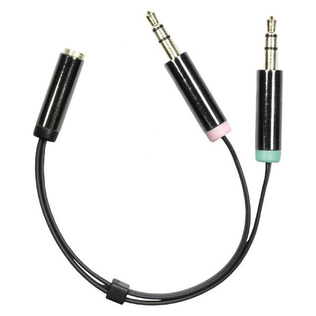 Deltaco Adapter PC-headset 2 x 3.5mm ha -> 1 (Winkeladapter) (AUD-202)