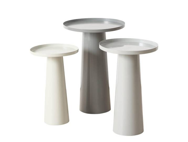 Boltze Home Kaffeetische 3er-Set Beistelltische Jacky Grau, Metall, Rund, 38x55x38 cm, Wohnzimmer, Wohnzimmertische, Beistelltische