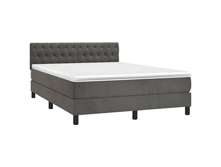 vidaXL Boxspringbett mit Matratze Dunkelgrau 140x200 cm Samt