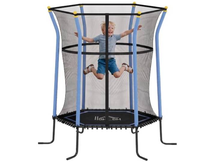 HOMCOM Trampolin Outdoor 122 x 111 cm Federfrei Kinder 3-10 Jahre Blau