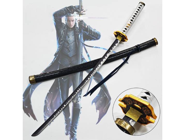 Épées DMC Yamato Vergil Katana 28/39 pouces, taille réelle, sabre de samouraï japonais ABS en bois, accessoire de Cosplay Anime, décoration de la maison