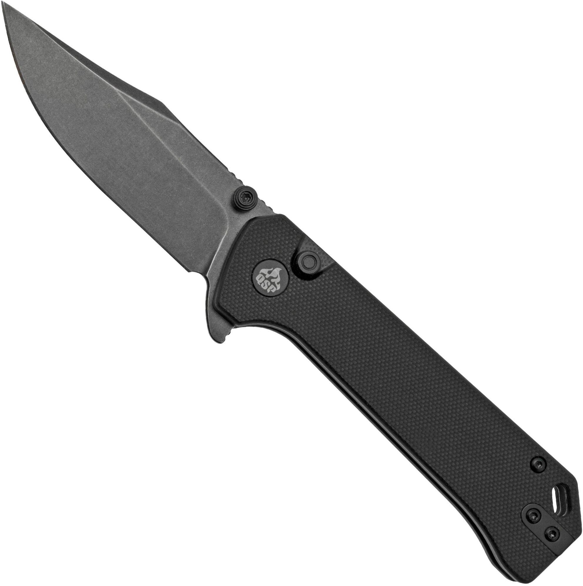 QSP Knife QSP Grebe QS147-C2, 14C28N black Clippoint black G10, coltello da tasca