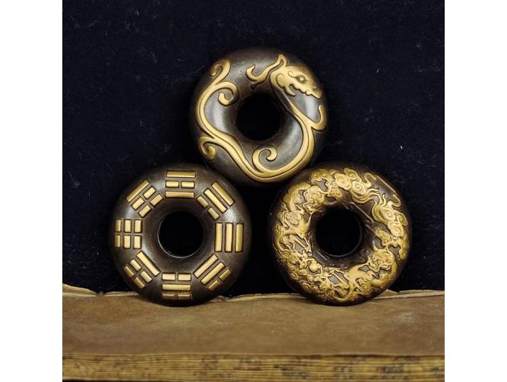 Cloches carrées double dragon en laiton antique, cloches tournantes, cloches rondes chinoises