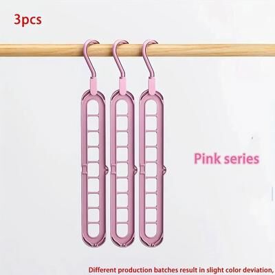 Uplift Picks Space Saving Hangers Foldable Clothes Hanger Multi Layer Closet Organizer Set pink