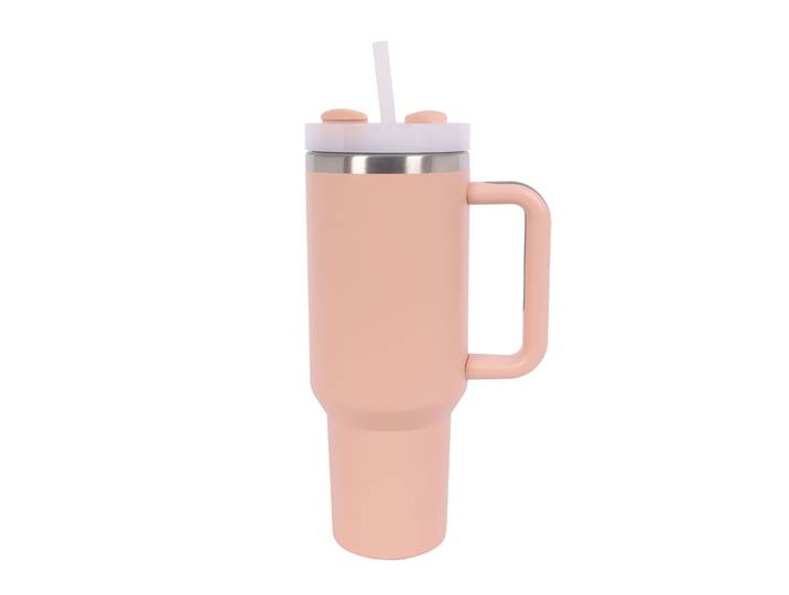 Thermobecher mit Strohhalm 1.1L rosa