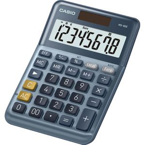 Casio Taschenrechner MS 80E,mit Währungsumrechnung, 8-stelliges LC-Display, Solar- & Batteriebetrieb