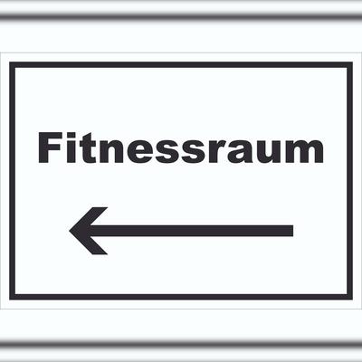 HB-Druck Fitnessraum Schild mit Text und Richtungspfeil links Sport Fit waagerecht A0 (841x1189mm)