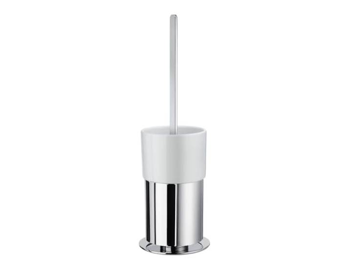 Smedbo Toilettenbürste, freistehend, poliertes Chrom, FK311P Umriss-Porzellan, Silber, 11,4 x 11,8 x 32,4 cm