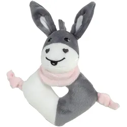 Happy People 40153 - Esel - Rassel-Greifring (13cm, rosa/weiß/grau)