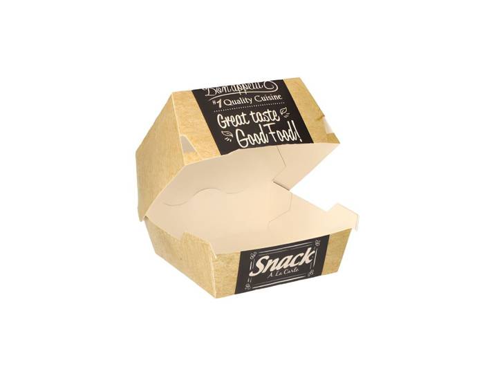 PAPSTAR Einweggeschirr-Set Burgerboxen, Pappe pure 7 cm x 9 cm x 9 cm Good Food klein 500 Stk, Pappe aus Frischfaser