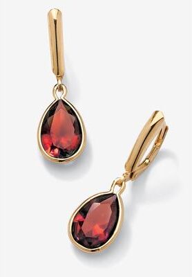Gold over Sterling Silver Drop EarringsPear Cut Simulated Birthstones by PalmBeach Jewelry in January