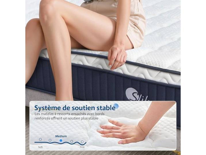 slily Matelas 120x200 30 cm Épaisseur Matelas Hybride à Ressorts Indépendan Ensachés et Mousse à Mémoire de Forme Gel Oeko-tex