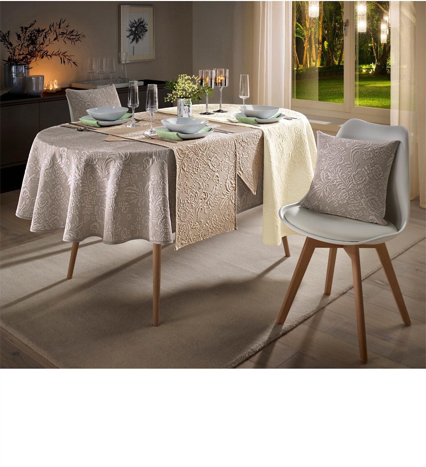 Tischdecke Gr. 1, beige, B:90cm L:90cm, Tischdecken, Tischdecke beige B/L: 90cm x 90cm, eckig