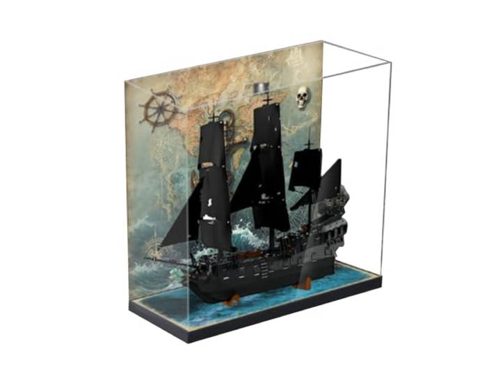 Acryl-Vitrine für Lego 10365 Black Pearl Bauset (Rückenspray B) Acryl-Vitrine Kompatibel mit Lego 10365 Black Pearl Bauset, Staubdichte Transparente Box - Nur Vitrine