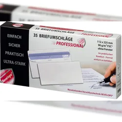 Professional 30051783 Briefumschlag Revelope® - 112 x 225 mm, o. Fenster, weiß,  90 g/qm, Innendruck, Revelope-Klebung, 35 Stück