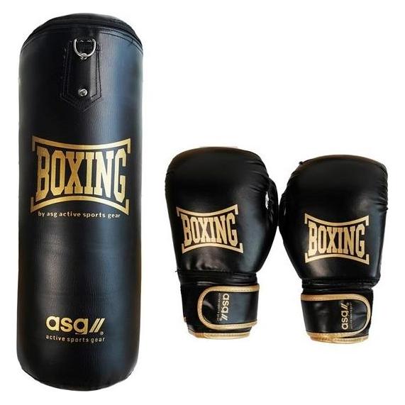 Asg Junior Boksest - 15 Kg. (Handsker + Boksepude) Sort/Guld (15 kg) (ASG4181GULDONE SIZE)