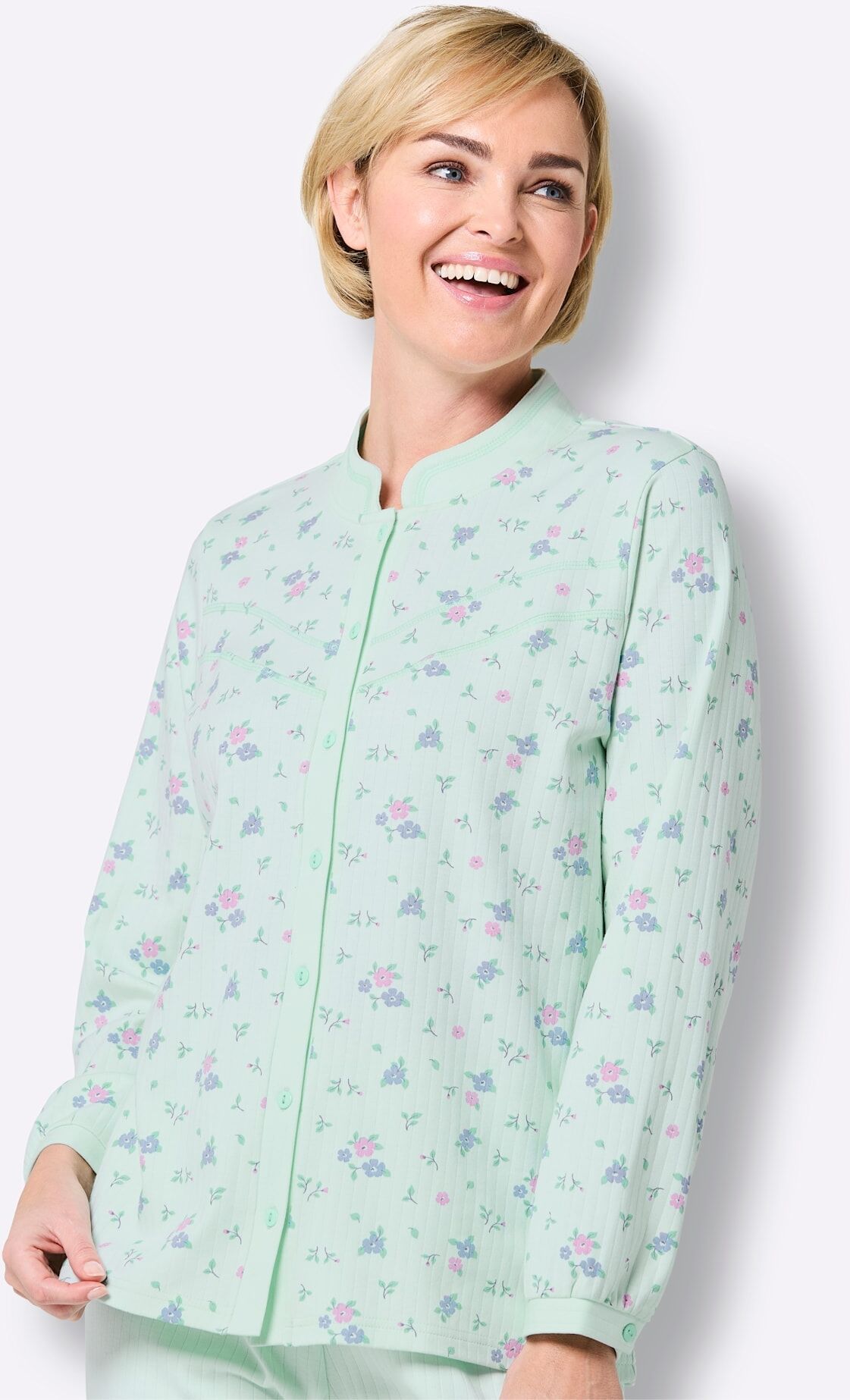 Schlafanzug WÄSCHEPUR, Damen, Gr. 36/38, grün (mint), 100% Baumwolle, Homewear-Sets Schlafanzug mint 36/38