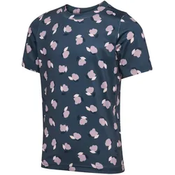 hummel, Mädchen, Sportshirt, Hmljr Fitted Aop Gym T-Shirt S/S (134, 140), Blau