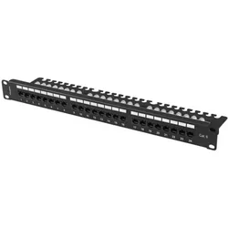 Lanberg Patch Panel 24 Port 1u 19 Kat.6 Utp Z Organizerem Kablowym Czarny, Server Zubehör, Schwarz