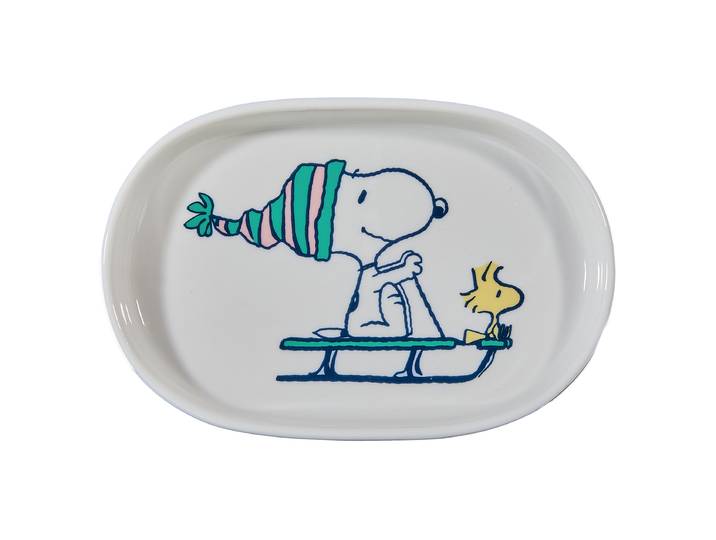 Schmuckteller Snoopy Schlitten 14 x 2 x 10cm Weiß/Weiß
