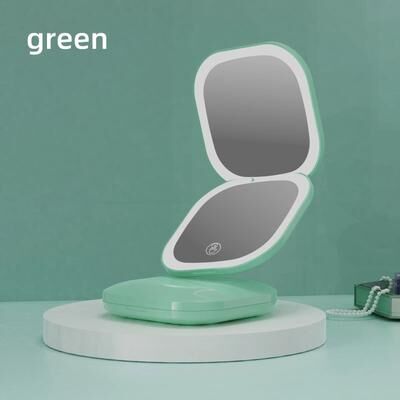 Uplift Picks Double Sided LED Makeup Mirror With 3x Magnification USB Rechargeable green