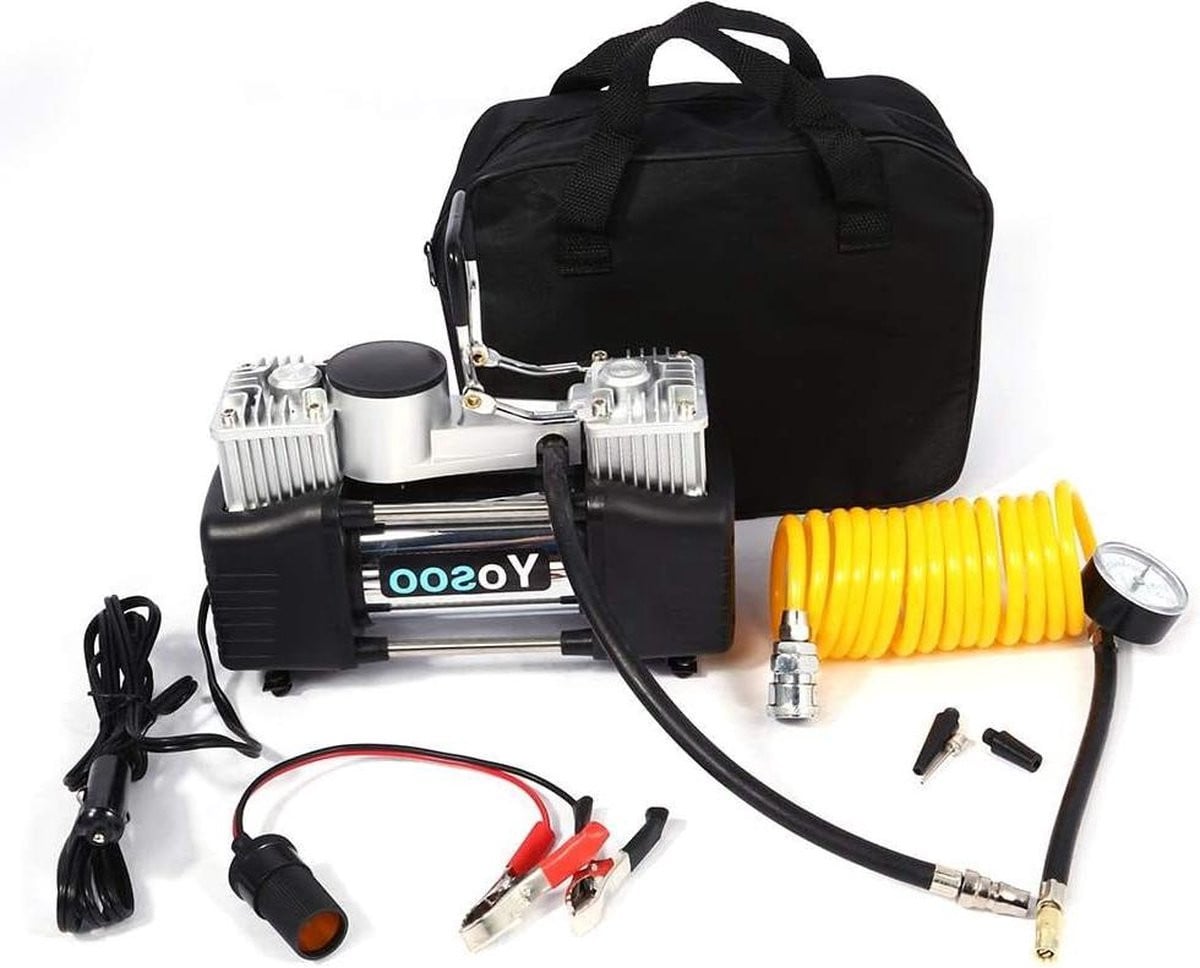 Draagbare elektrische luchtcompressor 150PSI 12V mini-luchtpomp voor auto en fiets - Zwart
