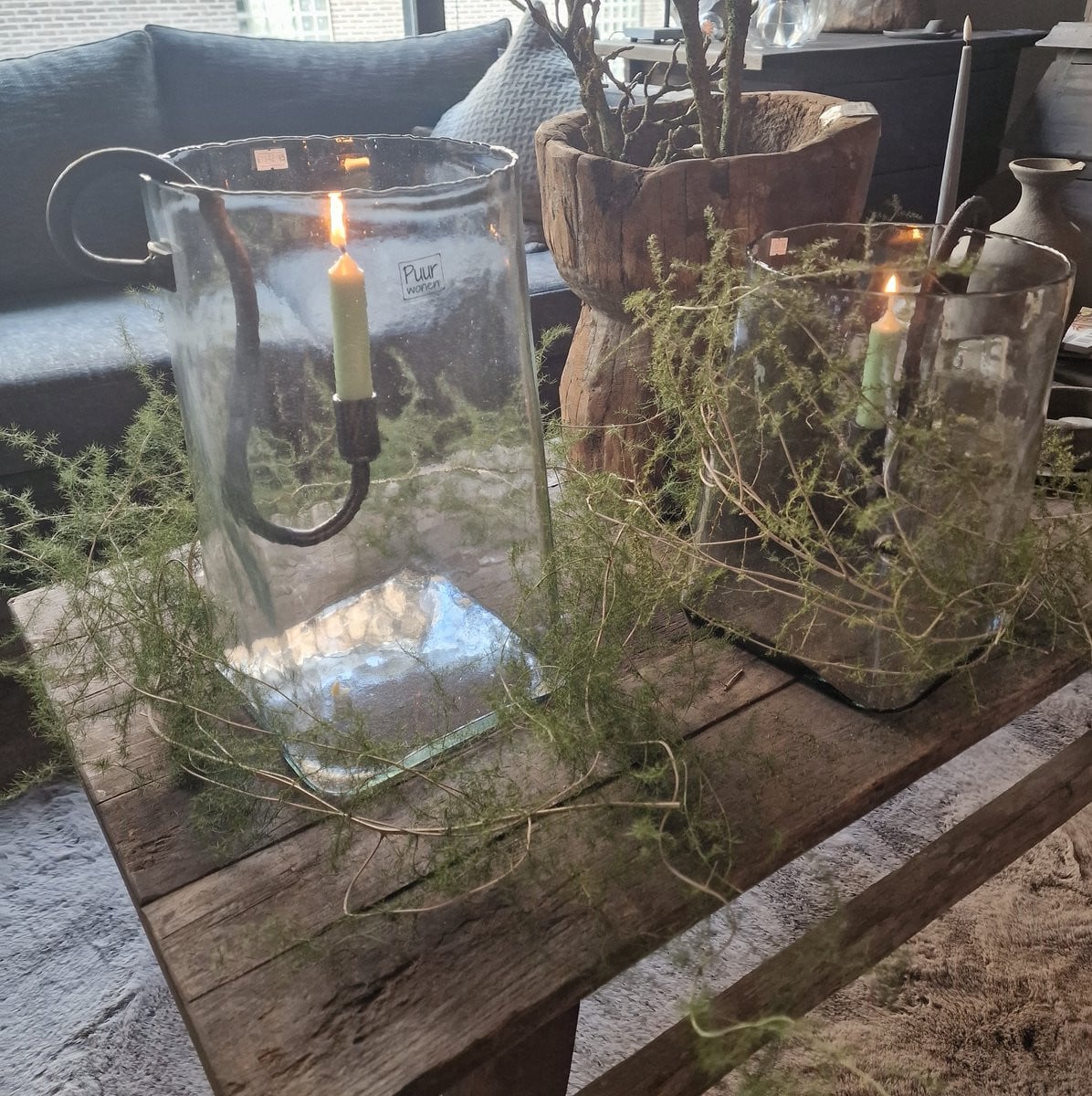 PUUR WONEN Windlicht Flor Uniek Mondgeblazen