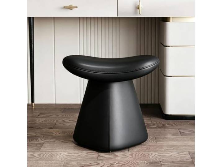 Schminktisch Stuhl, Make Up Hocker für Schlafzimmer, Sitz Drehbar oder Fest Kunstleder Polsterhocker, Schminkhocker Kompakt ohne Lehnen, Modern Kosmetikhocker