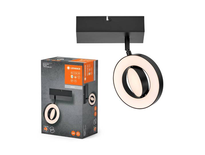 LEDVANCE LED Wandlampe Saturn, schwarz, für Wohn- / Esszimmer, Kunststoff, LED Wandleuchte, Wandlampe Innen