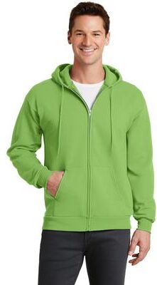 Port & Company PC78ZH Co Core Fleece Full-Zip Hooded Sweatshirt in Lime size Small
