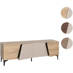 TV-Rack HWC-Q83, Lowboard TV-Schrank Türen 3D-Struktur Staufächer MDF Melamin 55x160x42cm ~ Eiche-Optik