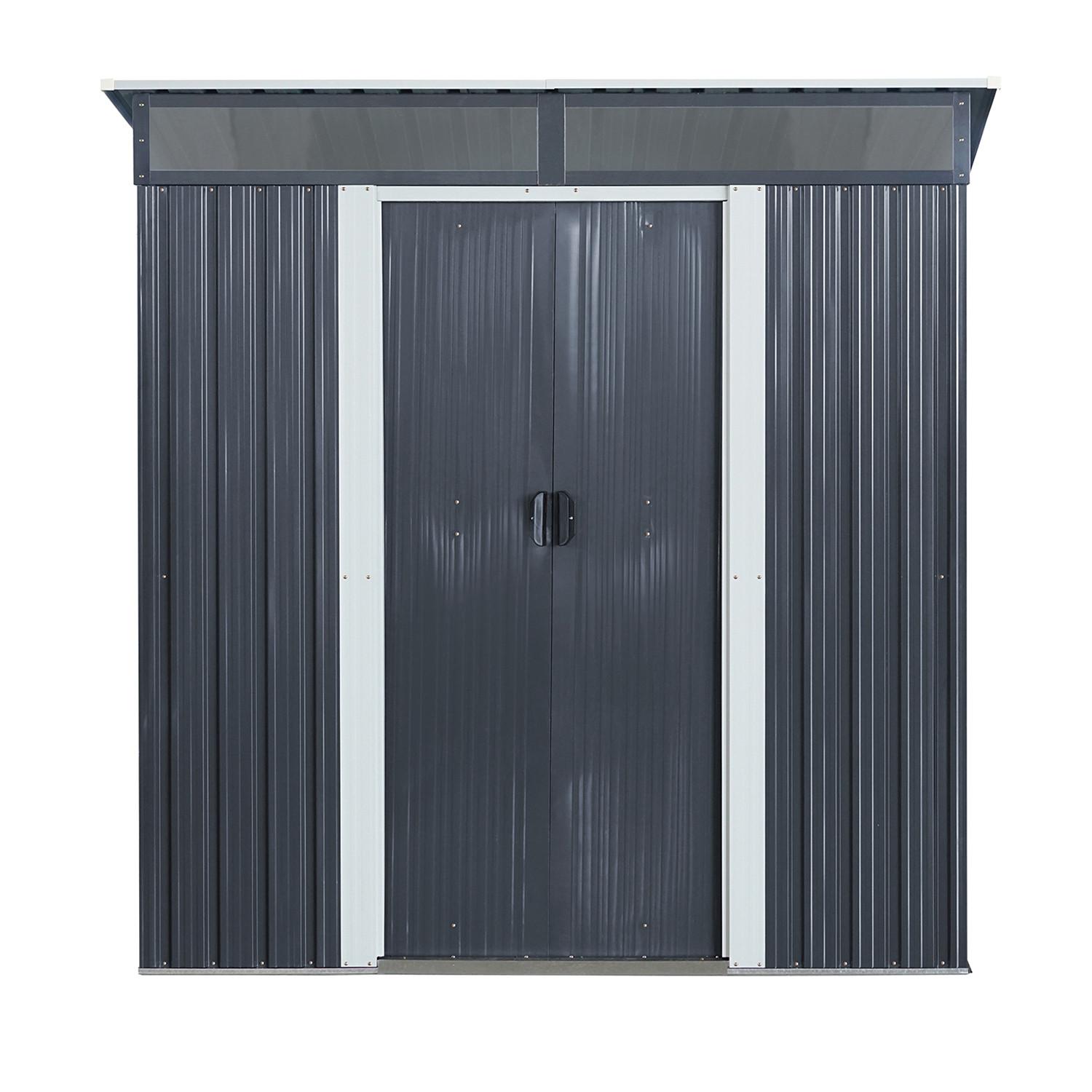 4iQ Gerätehaus Metall 2,3 m² 195x121 cm Bodenrahmen Geräteschuppen Anthrazit