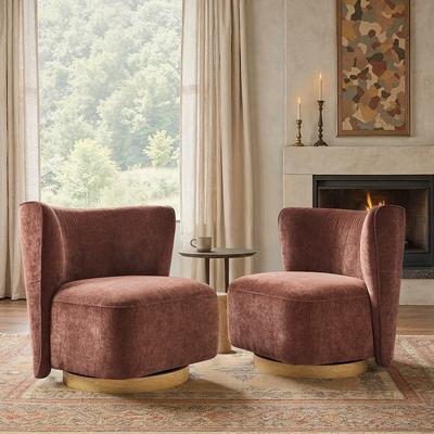 "HULALA HOME 31"" Modern Boucle Upholstered Wingback Swivel Barrel Chair with Fully Assembled"