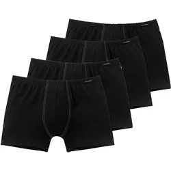 Schiesser Cotton Essential Herren Shorts - 205222 - 4er Spar-Pack (4 X Schwarz) Medium