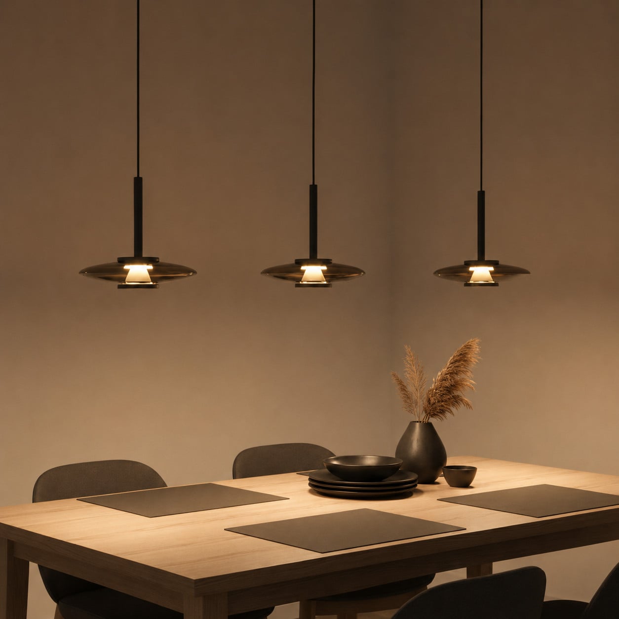 Artdelight Hanglamp Madison 3 lichts zwart met comfortlift L 130 cm